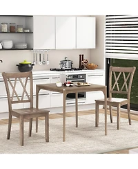 Slickblue Set of 2 Farmhouse Wooden Dining Chairs Retro Kitchen Style