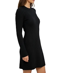 Modenaire Women's Ribbed Knit Flared-Hem Sweater Dress