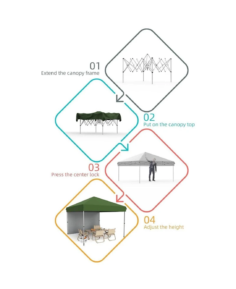 gaomon Outdoor 10x10 Pop Up Canopy Tent with 1 Removable Sidewall