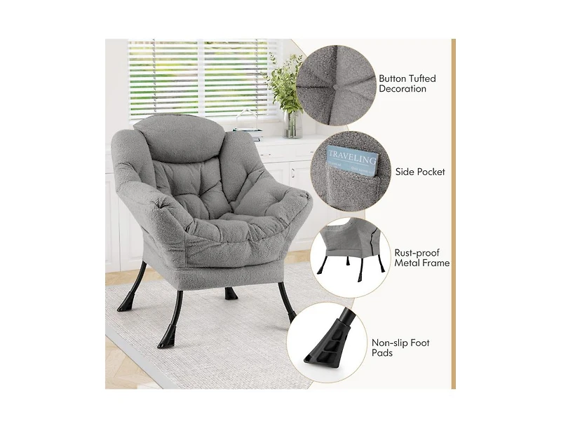 Slickblue Cozy Sherpa Accent Chair with Head Pillow Upholstered Design