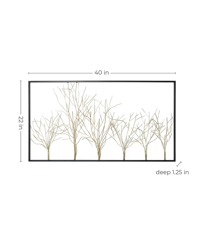 LuxenHome Oversized Metal Tree Wall Sculpture, Minimalist Iron Artwork, 40" Wide