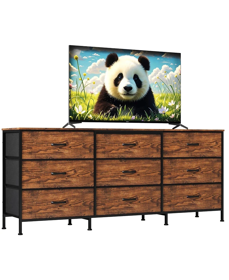 gaomon Tv Stand Dresser with 9 Fabric Drawers for TVs , Entertainment Center Storage Organizer