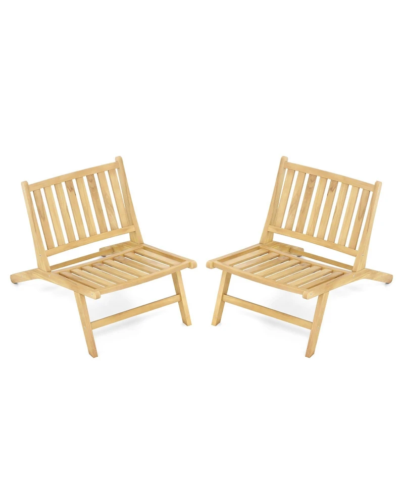 Gymax 4PCS Teak Wood Outdoor Reclining Chair Natural Mid Century Accent Chair w/ Backrest