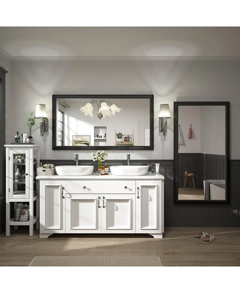 Apmir 55" x 30" Inch Thick Metal Framed Wall Mirrors for Bedroom
