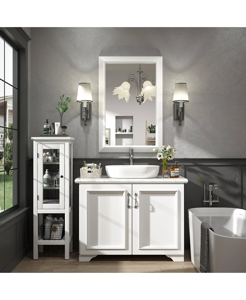 Apmir 24" x 36" Inch Thick Metal Framed Wall Mirrors for Bedroom