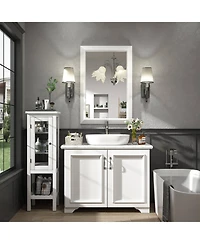 Apmir 24" x 36" Inch Thick Metal Framed Wall Mirrors for Bedroom