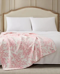 Laura Ashley Bedford Printed Plush Reversible Throw, 70" x 50"