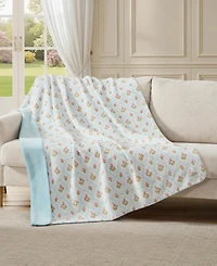 Laura Ashley Pinford Trellis Printed Plush Reversible Throw, 70" x 50"