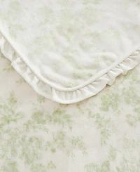 Laura Ashley Morning Gloria Printed Plush Reversible Throw, 70" x 50"