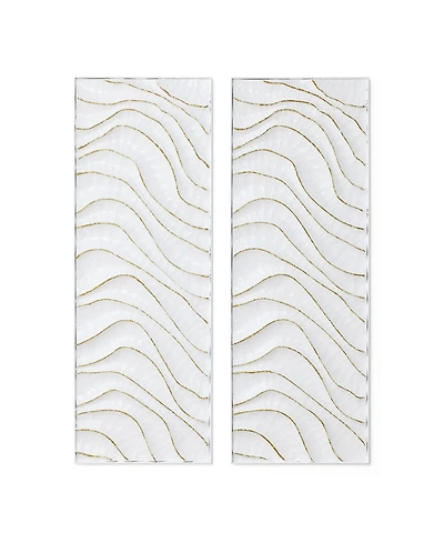 LuxenHome Modern Metal Wall Decor, 2-Piece Textured Panels with Sculpted Wave Design
