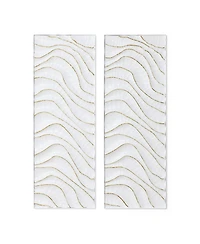LuxenHome Modern Metal Wall Decor, 2-Piece Textured Panels with Sculpted Wave Design