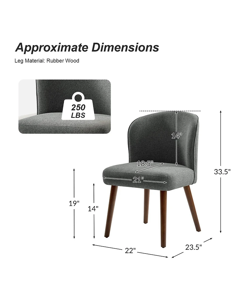 Hulala Home Davia Mid-Century Modern Upholstered Dining Chair with Solid Wood Leg