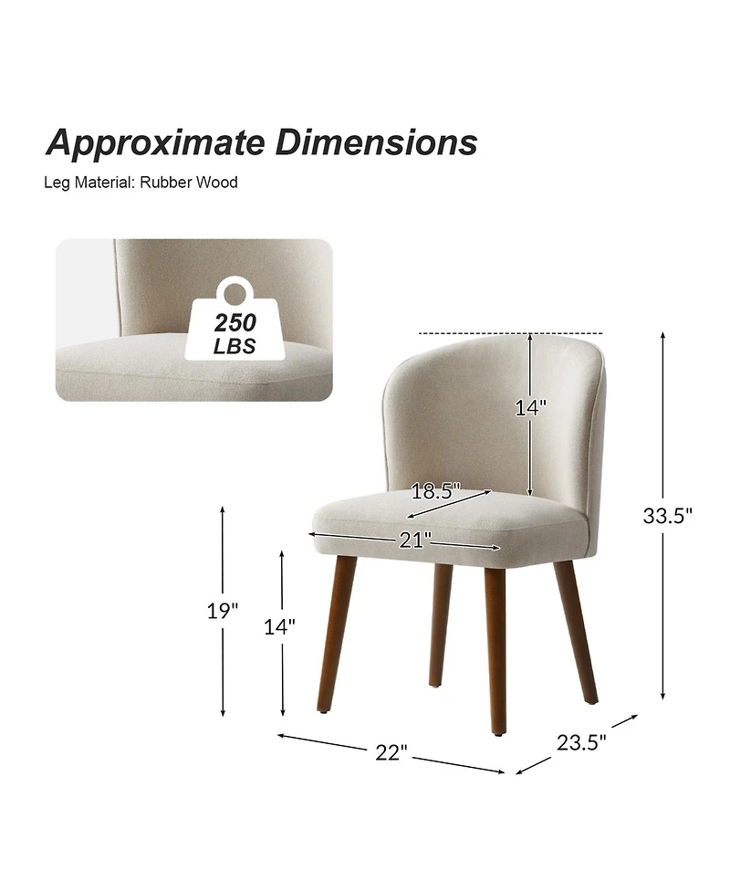 Hulala Home Davia Mid-Century Modern Upholstered Dining Chair with Solid Wood Leg