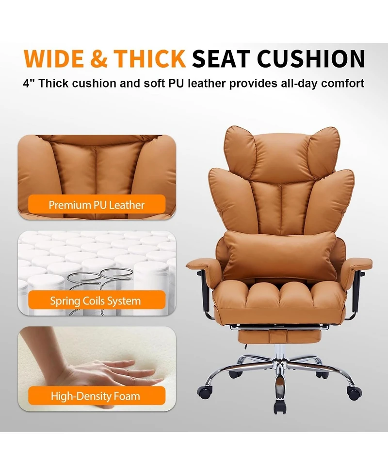 gaomon 400 lb Big and Tall Leather Executive Office Chair with Footrest and Wide Seat