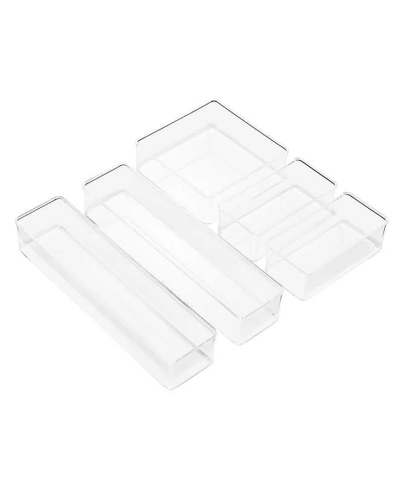 Sorbus Clear Drawer Organizer 5-Piece Set, Multi-Purpose Bins for office supplies, craft materials, and more