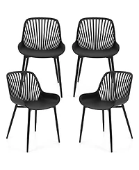 Slickblue Set of 4 Dining Room Chairs with Metal Legs, Cutout Backrest and Curved Seat for Home Office