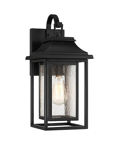 John Timberland Cecile 18 1/4" High Mission Framed Box Outdoor Wall Light Fixture Mount Porch House Waterproof Shiny Black