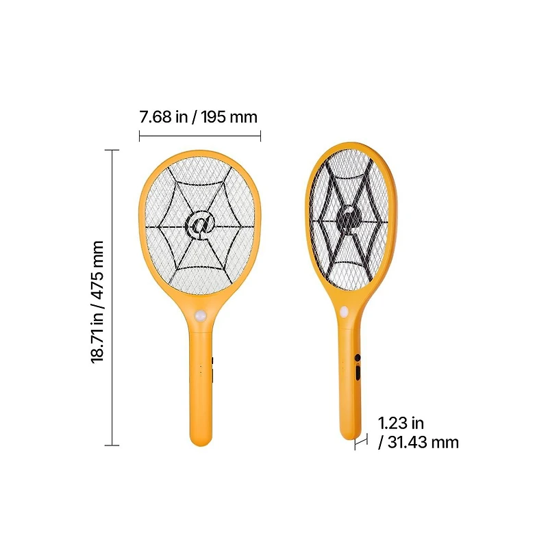 Sugift Electric Fly Swatter Rechargeable 3 Layer Mesh Zapper Racket
