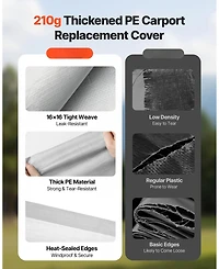 Gouun 10 x 20 Feet Carport Replacement Canopy Waterproof Uv Resistant Top Cover