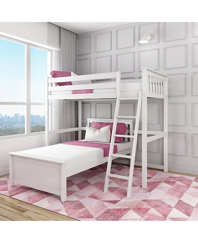 Max & Lily Solid Wood L-Shaped Bunk Bed Twin over for Kids