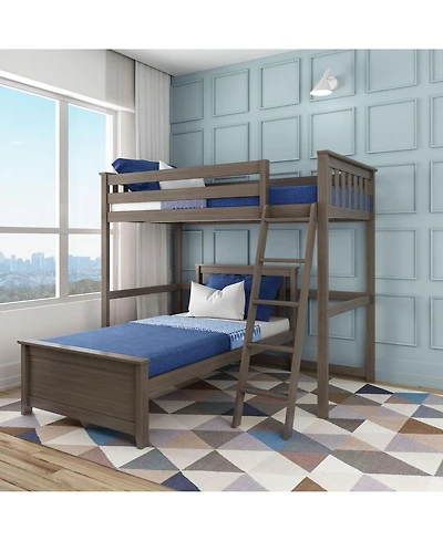 Max & Lily Solid Wood L-Shaped Bunk Bed Twin over for Kids