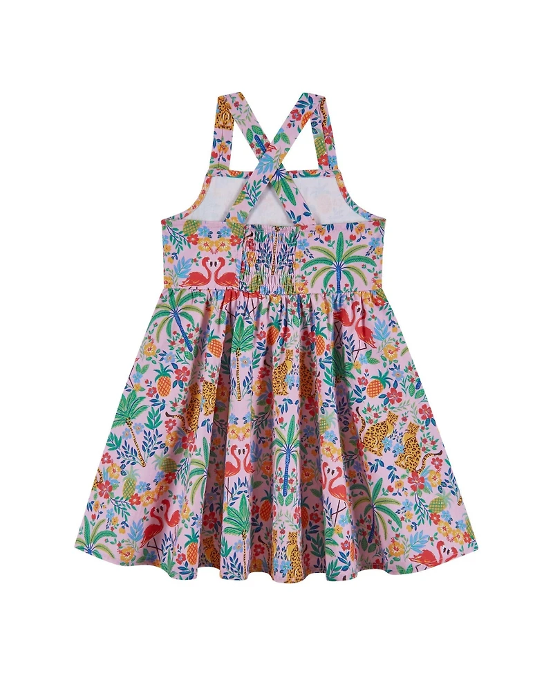 Andy & Evan Toddler Girls Cheetah Textured Poplin Dress