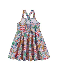 Andy & Evan Toddler Girls Cheetah Textured Poplin Dress