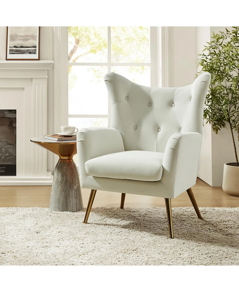 Hulala Home Avianna Wide Tufted Velvet Wingback Chair