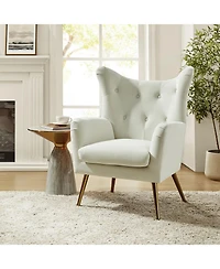 Hulala Home Avianna Wide Tufted Velvet Wingback Chair