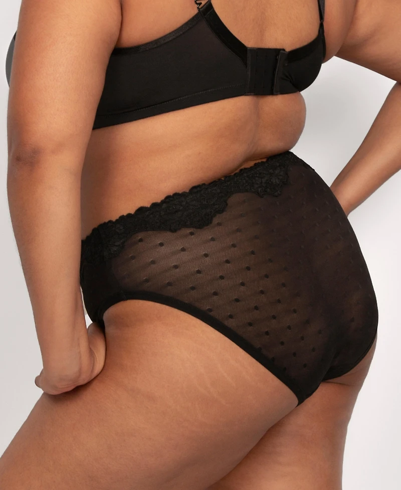 Curvy Couture Women's Sheer Whisper High Cut Brief Panty