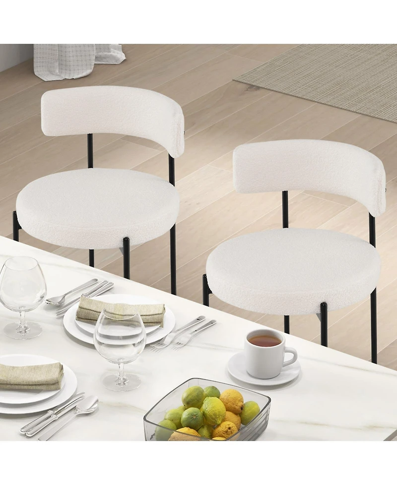 Slickblue Modern Boucle Dining Chair Set of 4 with Curved Back and Metal Frame Legs