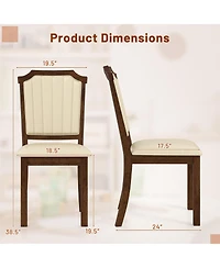 Slickblue Modern Pu Leather Dining Chairs Set of 2 with Solid Rubber Wood Frame Support