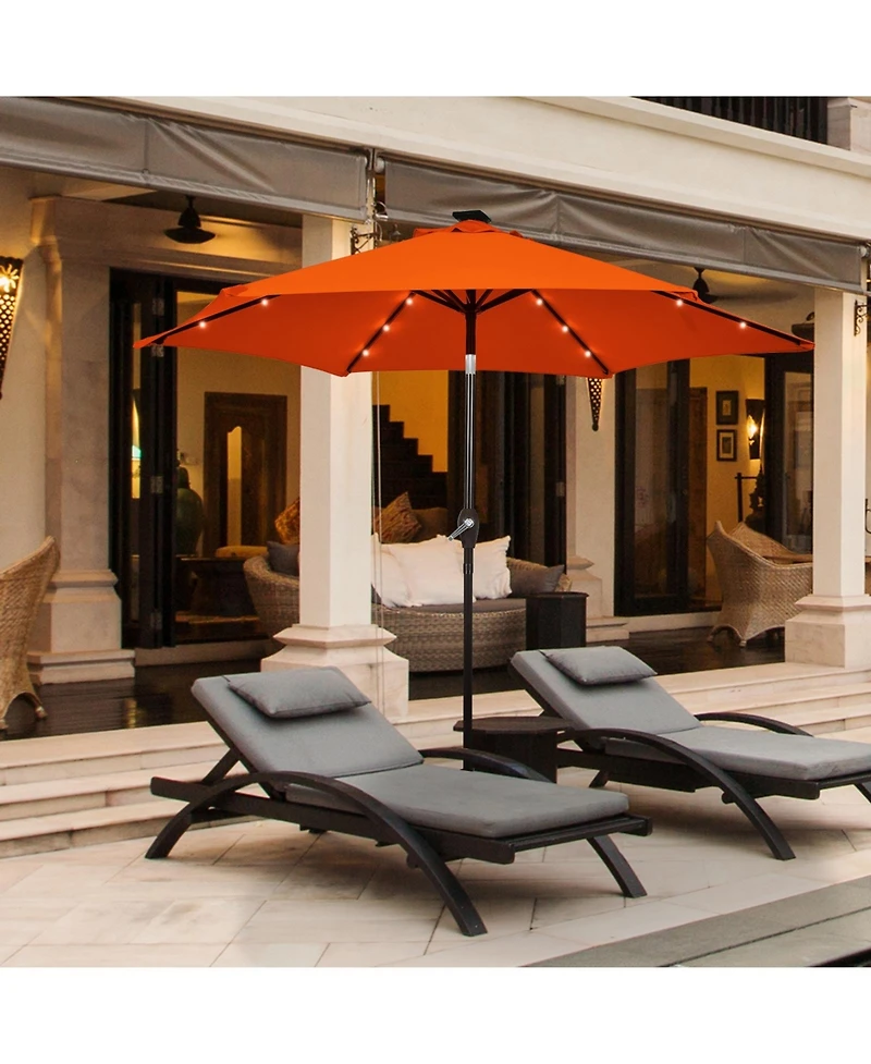 Sugift 9 ft Solar Led Patio Market Umbrella with Tilt and Crank