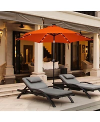 Sugift 9 ft Solar Led Patio Market Umbrella with Tilt and Crank