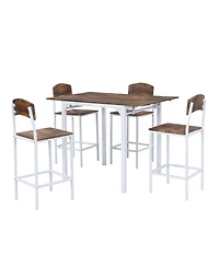 Clihome 5-Piece Counter Height Drop Leaf Dining Table Set with Chairs Farmhouse Style
