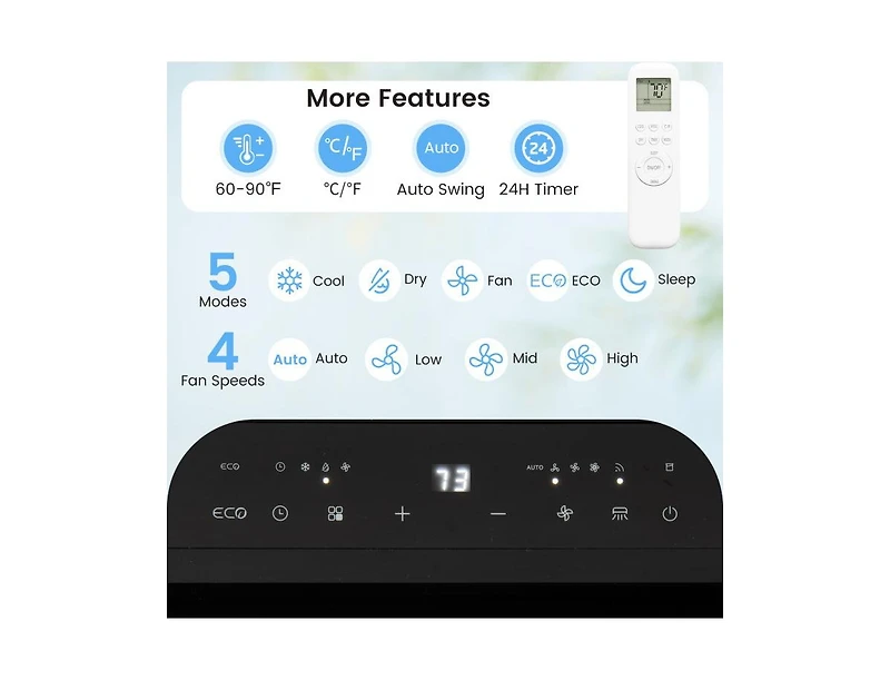 Mecale 14000 Btu Inverter Portable Air Conditioner with WiFi