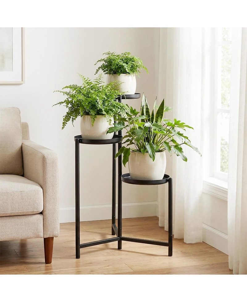 Gymax Metal Plant Stand Indoor Outdoor Tall Corner Flower Pot Holder Display Rack