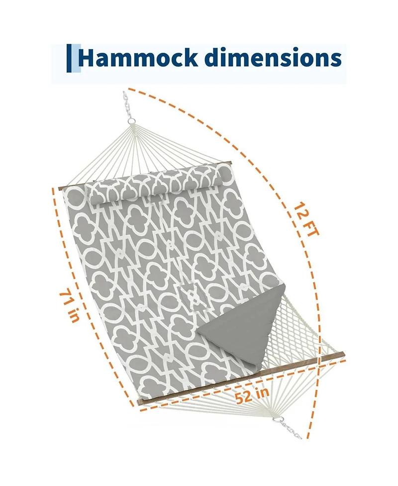 gaomon 2 in 1 Outdoor Hammock with Cotton Rope and Polyester Pad for Patio, Backyard, Garden
