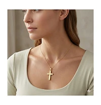 Curata Jewelry Solid 18k Yellow Gold Small Flat Square Cross Pendant