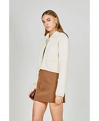 endless rose Women's Cardigan Featuring Braided Trim And Bow Accents