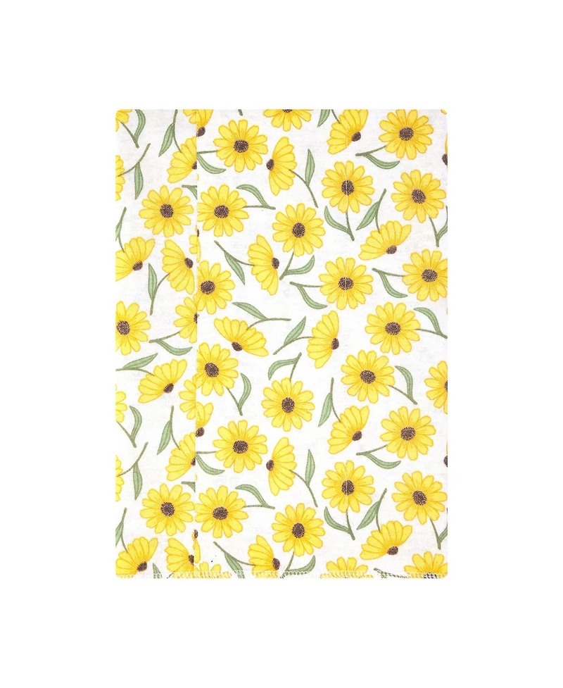 Hudson Baby Girl Cotton Poly Flannel Burp Cloths 4-Pack, Yellow Daisy, One Size