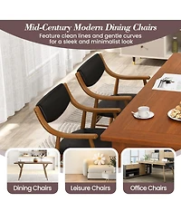 Slickblue Set of 2 Wooden Dining Chairs with Cushioned Seat and Back Support for Home