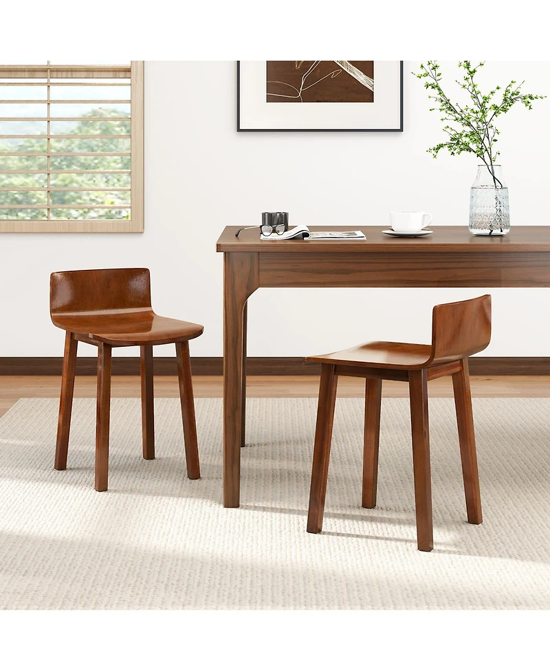 Slickblue Set of 2 Wooden Dining Chairs for Kitchen, Farmhouse Style Armless Side Chairs