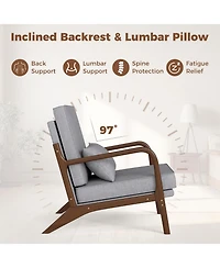 Slickblue Modern Upholstered Accent Chair with Rubber Wood Arms and Removable Backrest