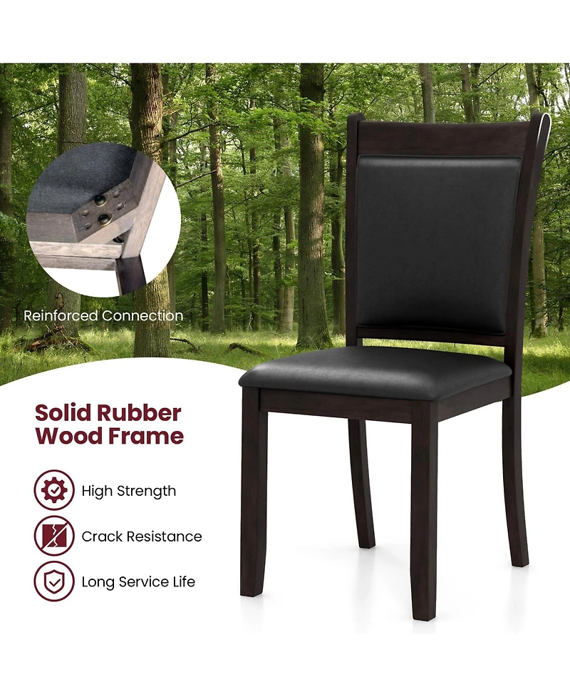 Slickblue Set of 2 Faux Leather Dining Side Chairs with Cushioned Seat for Kitchen and Dining Room