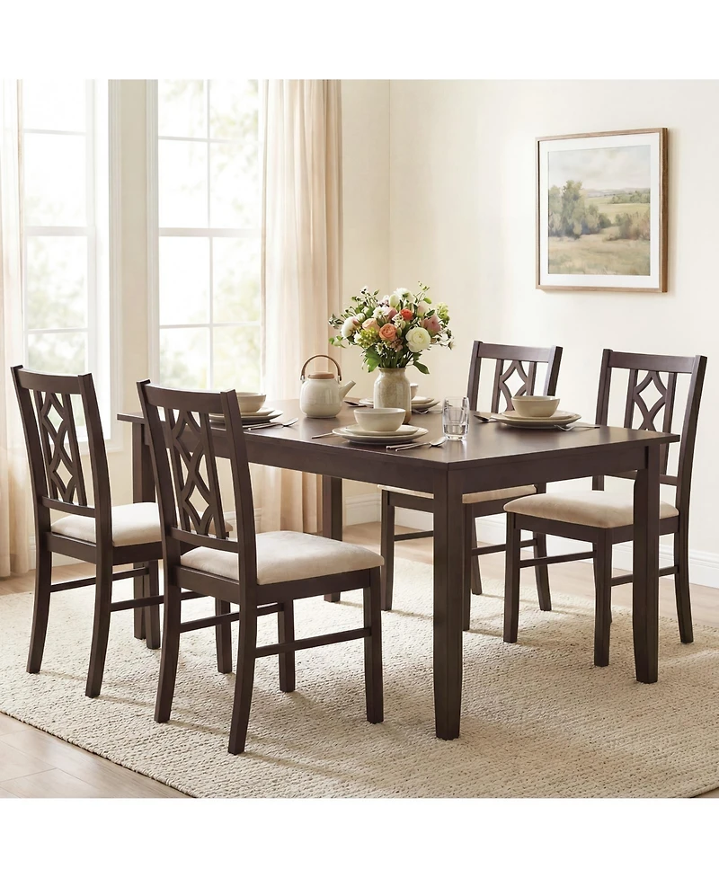 Slickblue Rubber Wood Dining Room Chairs Set of 2 Hollow Back Design