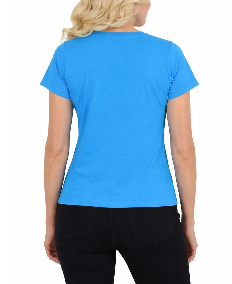 Galaxy By Harvic Women's Divatee Relaxed Fit V-Neck Short Sleeve T-Shirt