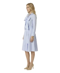 Modenaire Women's Striped Tie-Neck Bow Shirt Dress