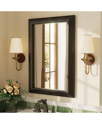 Apmir 16" x 24" Inch Thick Metal Framed Wall Mirrors for Bedroom