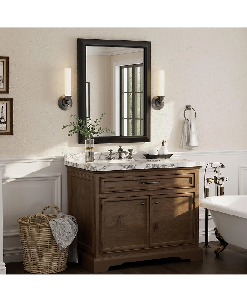 Apmir 28" x 36" Inch Thick Metal Framed Wall Mirrors for Bedroom